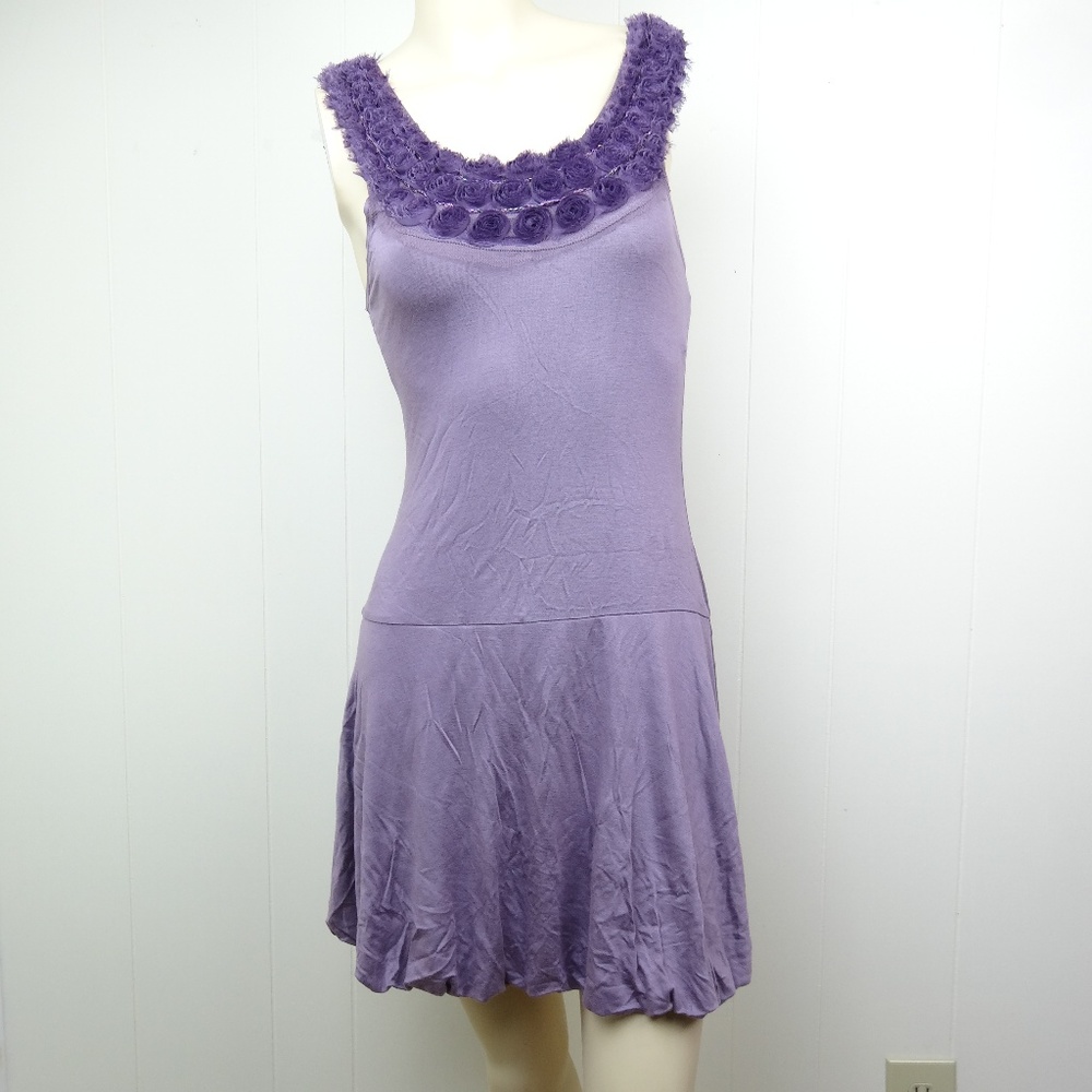 Soprano Juniors Dress Purple Floral Beaded Neck